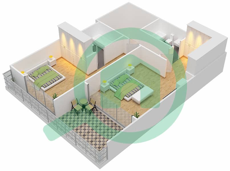 Loreto 1B - 2 Bedroom Townhouse Type D GROUND & PODIUM LEVEL Floor plan Podium Level interactive3D