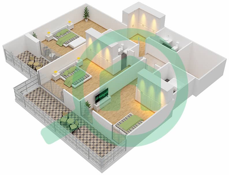 Loreto 1B - 3 Bedroom Townhouse Type G GROUND & PODIUM LEVEL Floor plan Podium Level interactive3D