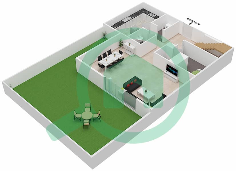 洛雷托公寓1B楼 - 3 卧室联排别墅类型H GROUND & PODIUM LEVEL戶型图 Ground Floor interactive3D