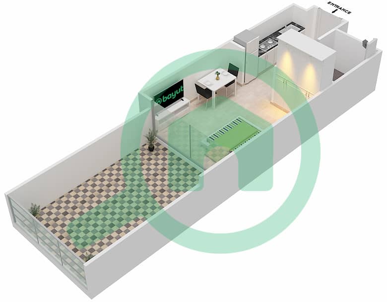 المخططات الطابقية لتصميم النموذج L POOL DECK شقة استوديو - لوريتو 1B Pool Deck interactive3D