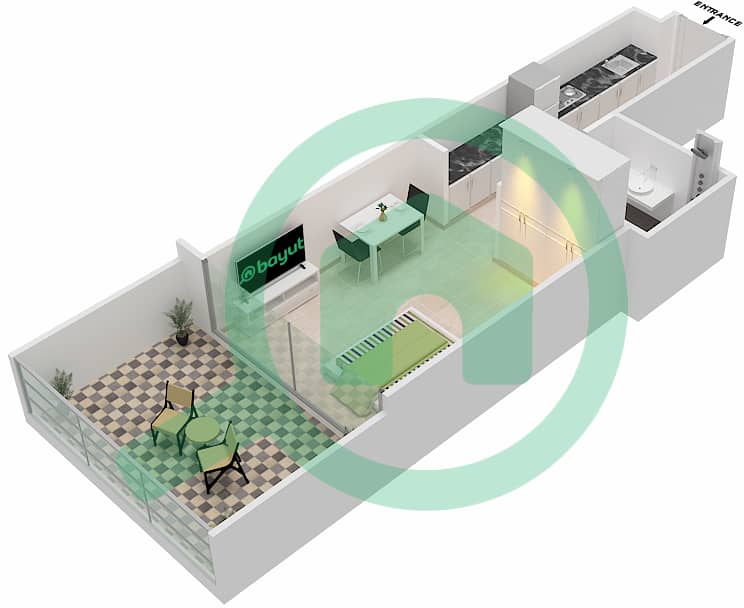 Лорето 1Б - Апартамент Студия планировка Тип N POOL DECK Pool Deck interactive3D