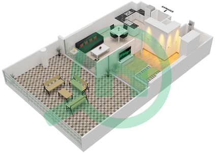 المخططات الطابقية لتصميم النموذج V POOL DECK شقة 1 غرفة نوم - لوريتو 1B