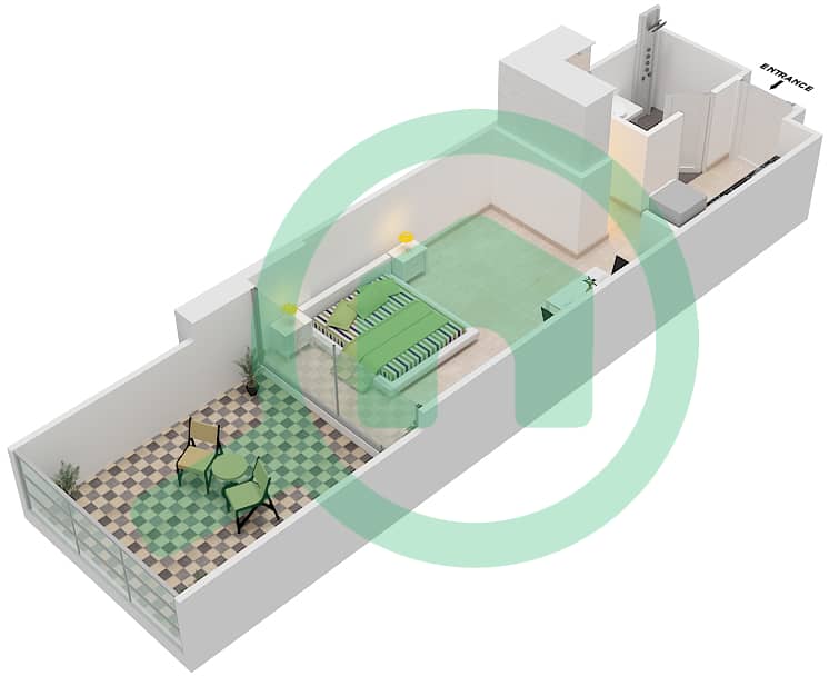 Loreto 1B - Studio Apartment Type X POOL DECK Floor plan Pool Deck interactive3D