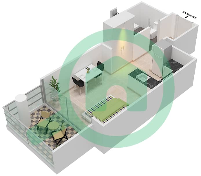 المخططات الطابقية لتصميم النموذج D1 POOL DECK شقة استوديو - لوريتو 1B Pool Deck interactive3D