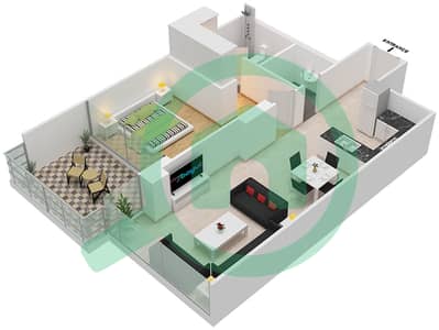 المخططات الطابقية لتصميم النموذج B1 POOL DECK شقة 1 غرفة نوم - لوريتو 1B