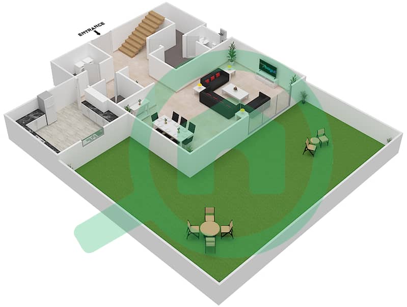 Jasmine - 3 Bedroom Townhouse Type G Floor plan Ground Floor interactive3D