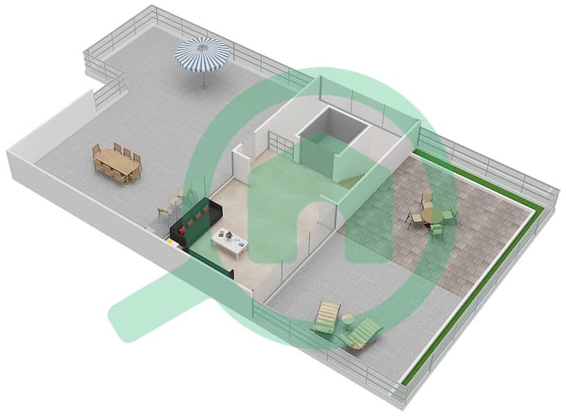 壮丽景致小区 - 6 卧室别墅类型A戶型图 Roof interactive3D