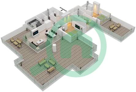 المخططات الطابقية لتصميم النموذج J شقة 3 غرف نوم - ياسمين