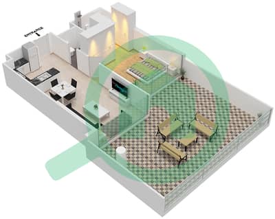المخططات الطابقية لتصميم النموذج V شقة 1 غرفة نوم - ياسمين