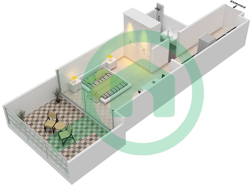 المخططات الطابقية لتصميم النموذج Y شقة استوديو - ياسمين Pool Deck interactive3D