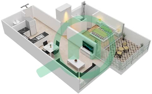 المخططات الطابقية لتصميم النموذج Z شقة 1 غرفة نوم - ياسمين