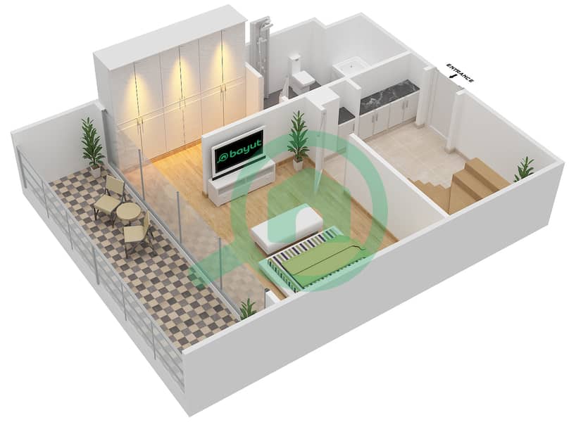 المخططات الطابقية لتصميم النموذج / الوحدة 2K/909 شقة 2 غرفة نوم - البرزة Floor 9 interactive3D