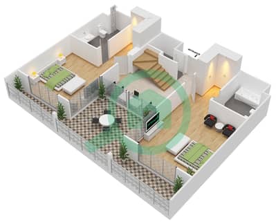Al Hadeel - 3 Bedroom Apartment Type T - 6 Floor plan