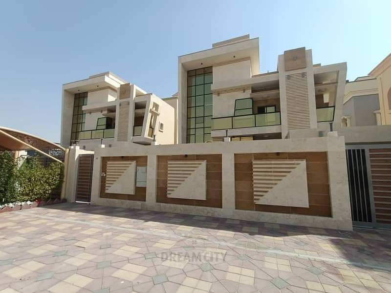 One of the most luxurious villas in Ajman, with super deluxe personal building and finishing, building area and very large rooms, 100% freehold, with