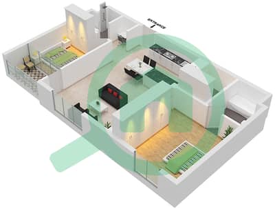 迈拉-沙姆斯大厦1号 - 2 卧室公寓类型／单位B/02戶型图