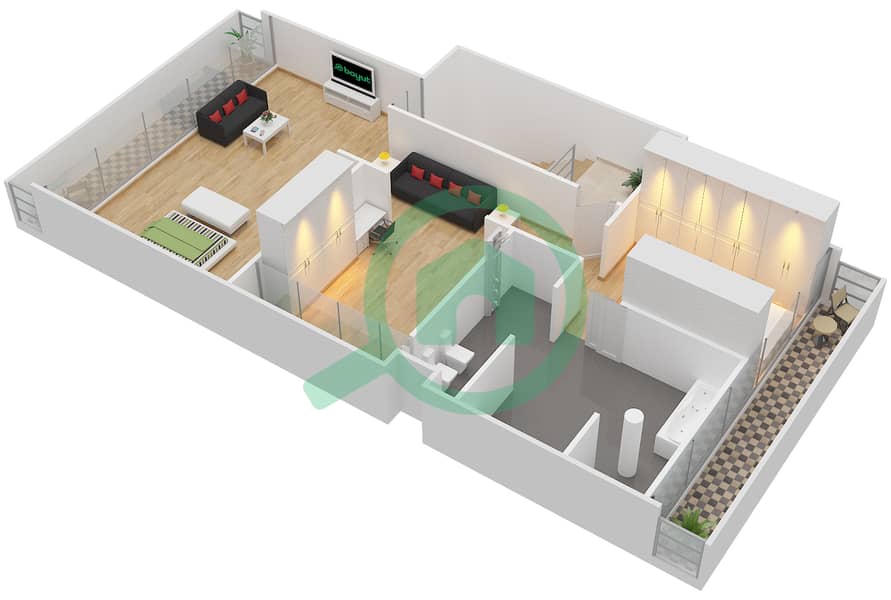 Al Muneera Townhouses Island - 4 Bedroom Townhouse Type 4B Floor plan Second floor interactive3D