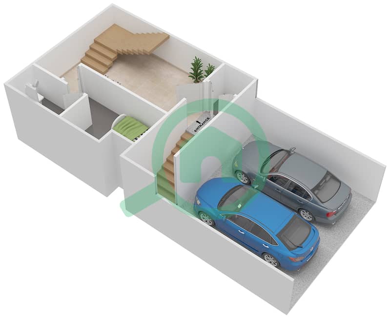 Al Muneera Townhouses Island - 3 Bedroom Townhouse Type 3B Floor plan Basement interactive3D