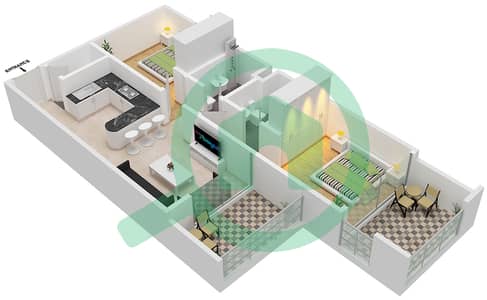 Samana Greens - 2 Bed Apartments Unit 6-Floor 2-4 Floor plan