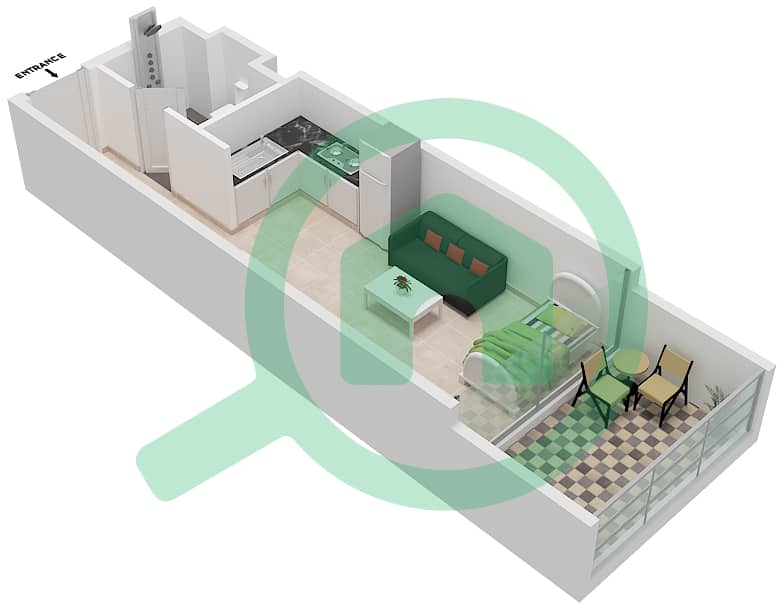 المخططات الطابقية لتصميم الوحدة 10,12,14,16,20 FLOOR 1-4 شقة استوديو - سمانا جرينز Floor 1-4 interactive3D