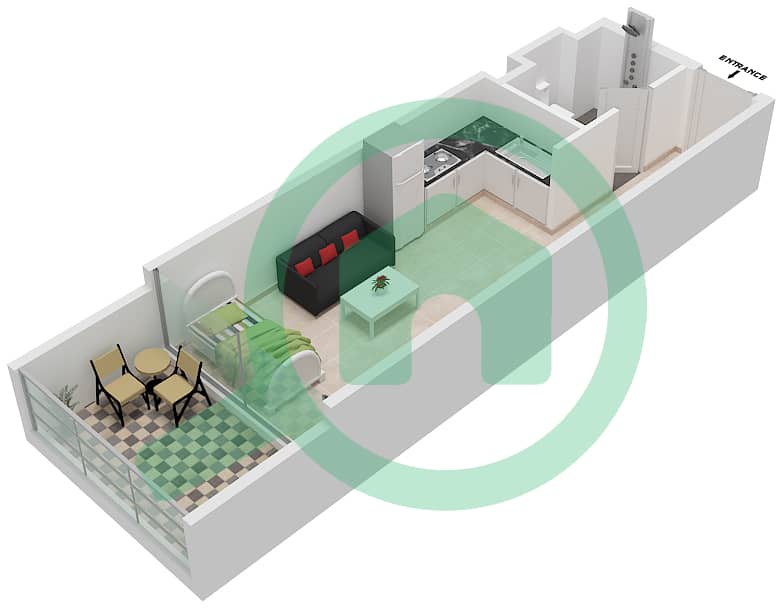 المخططات الطابقية لتصميم الوحدة 11,13,15,17,21 FLOOR 1-4 شقة استوديو - سمانا جرينز Floor 1-4 interactive3D