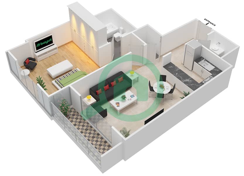 АРК - Апартамент 1 Спальня планировка Единица измерения C-10,C-11 Floor 2-17 interactive3D
