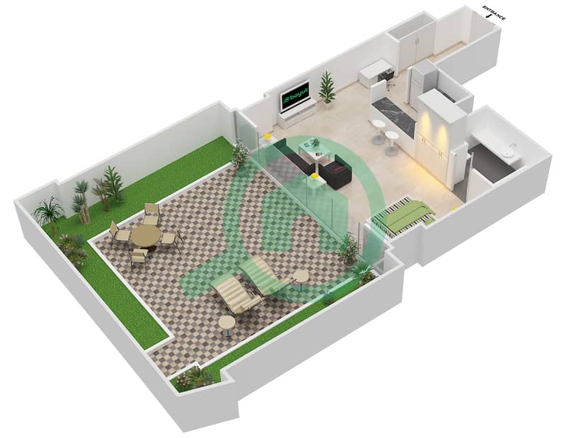 The ARC - Studio Apartment Unit C-21 Floor plan Floor 6 interactive3D