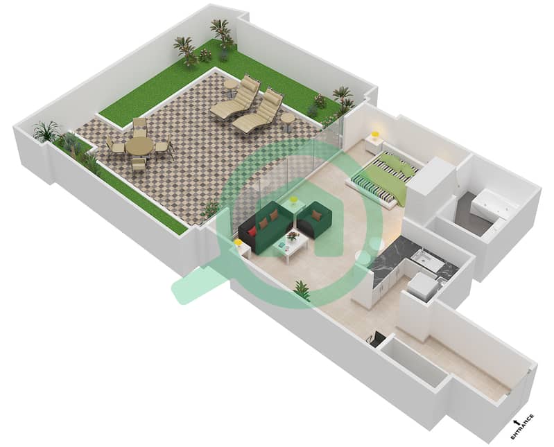 The ARC - Studio Apartment Unit C-01 Floor plan Floor 6 interactive3D