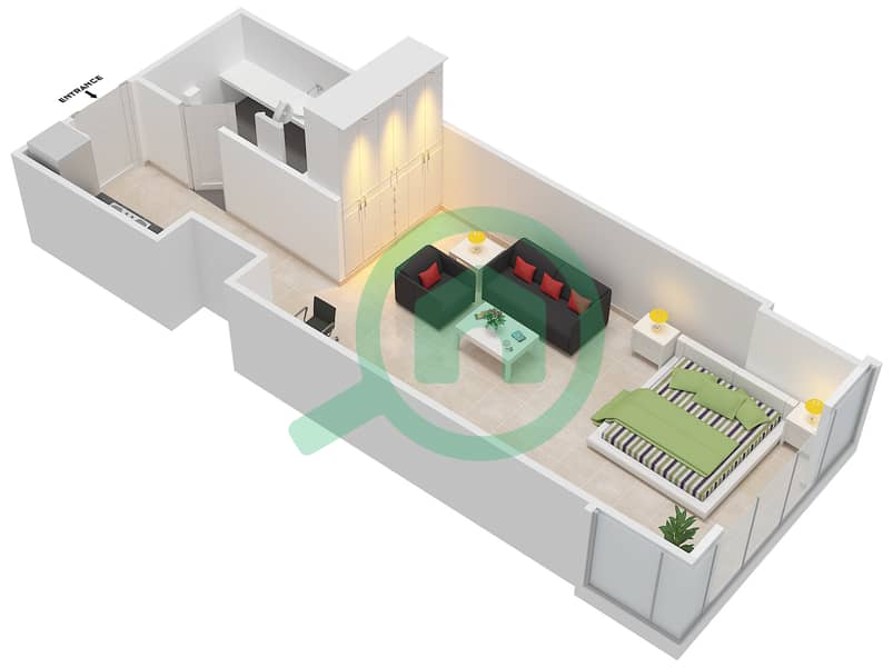 АРК - Апартамент Студия планировка Единица измерения B-05,C-17 Floor 8-17 interactive3D