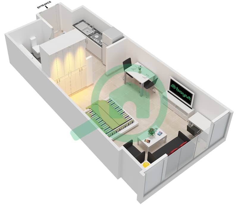 АРК - Апартамент Студия планировка Единица измерения B-10 Floor 8-17 interactive3D
