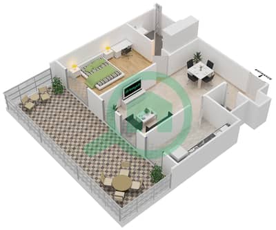 المخططات الطابقية لتصميم النموذج / الوحدة E/5-6 شقة 1 غرفة نوم - دانيا 1