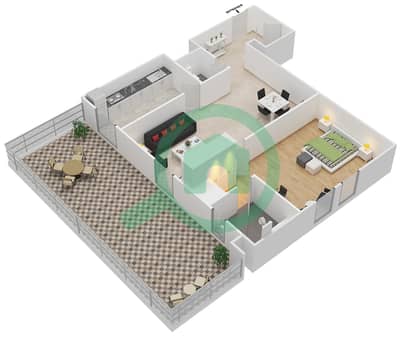 المخططات الطابقية لتصميم النموذج / الوحدة F/4 شقة 1 غرفة نوم - دانيا 1