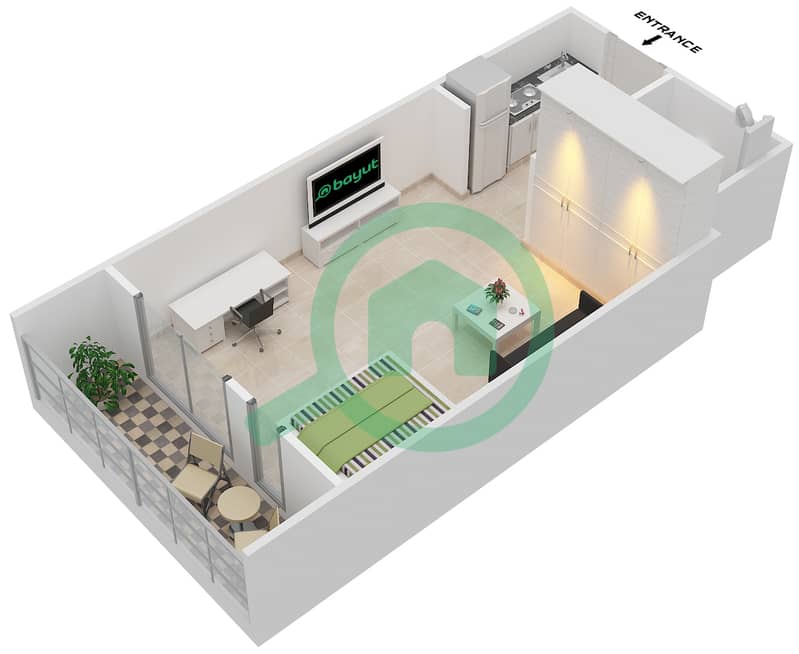 Dania 3 - Studio Apartment Type/unit B/5,8 FLOOR 9-16 Floor plan Floor 9-16 interactive3D