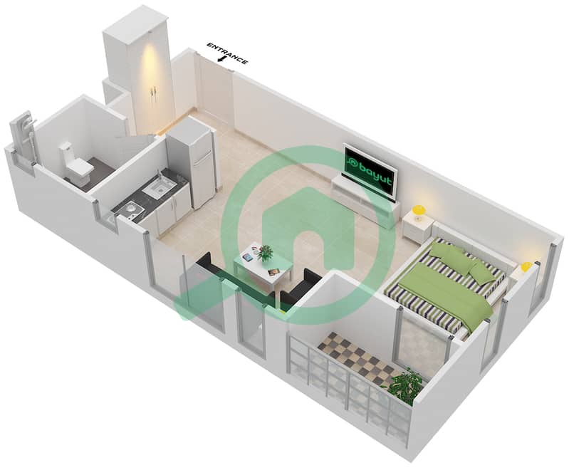 Dania 2 - Studio Apartment Type/unit F/1,12 FLOOR 10-16 Floor plan Floor 10-16 interactive3D