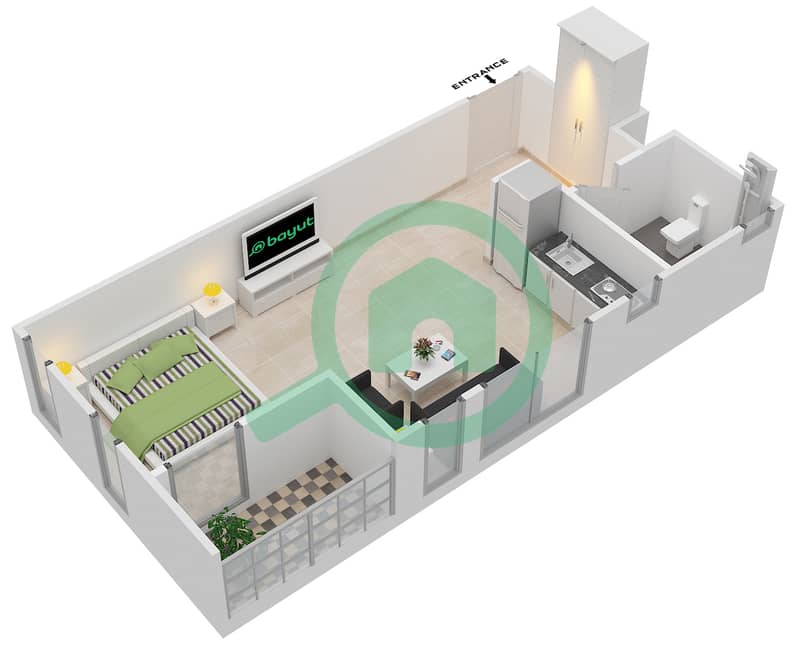 Дания 2 - Апартамент Студия планировка Тип/мера G/2,11 FLOOR 10-16 Floor 10-16 interactive3D