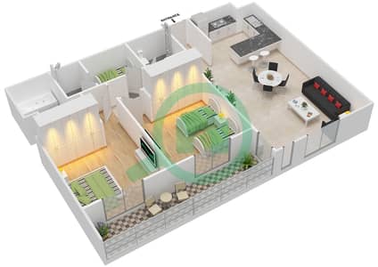 Dania 5 - 2 Bed Apartments Type/Unit G/6,16,9,13 Floor plan