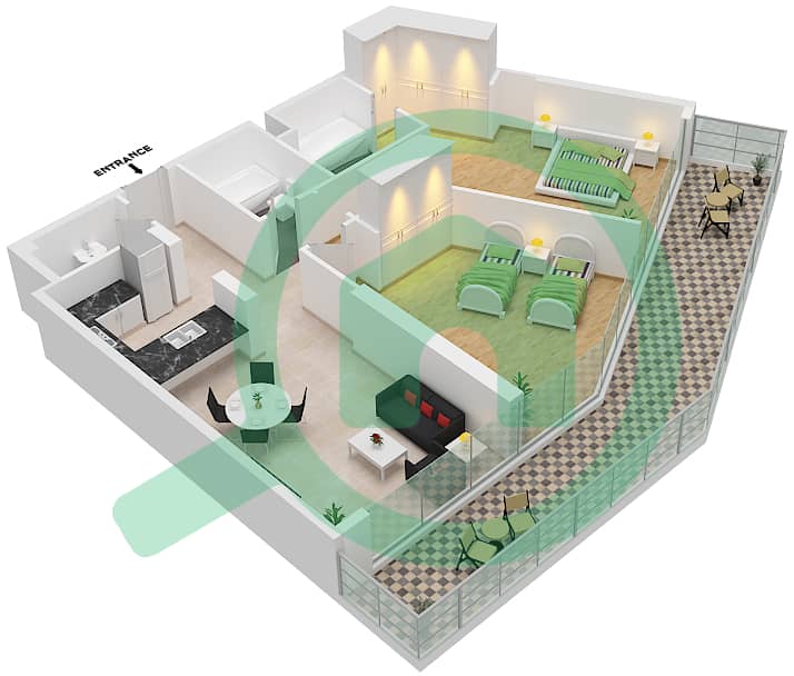 Kiara - 2 Bedroom Apartment Unit 2-FLOOR-2 Floor plan Floor-2 interactive3D