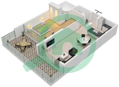 المخططات الطابقية لتصميم الوحدة 3-FLOOR -2 شقة 1 غرفة نوم - كيارا