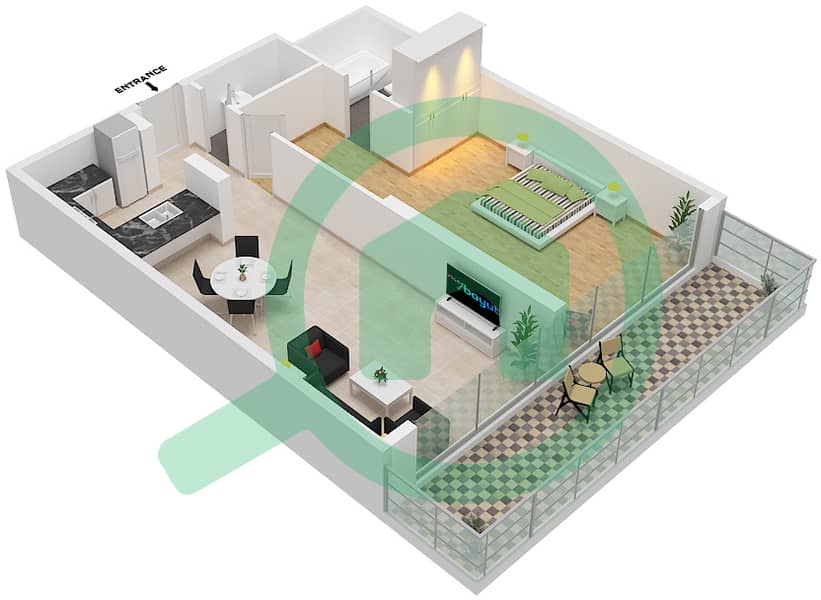 Kiara - 1 Bedroom Residential Unit 5-FLOOR-2 Floor plan Floor-2 interactive3D