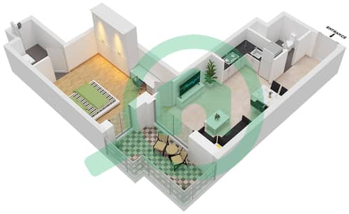 Al Raha Lofts - 1 Bedroom Apartment Type 1B-16 Floor plan