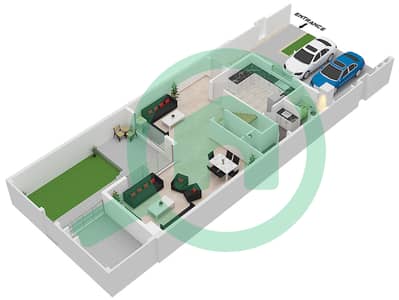Sharjah Sustainable City - 3 Bedroom Villa Unit MIDDLE Floor plan