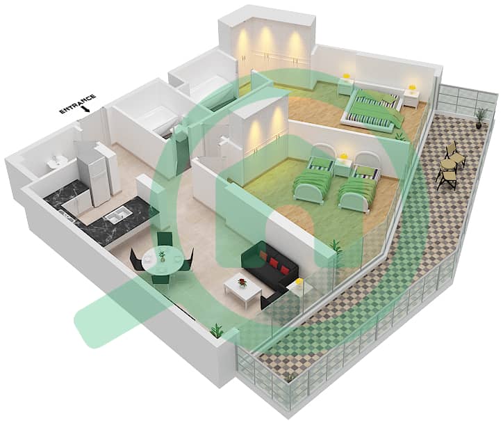 Kiara - 2 Bedroom Apartment Unit 4 FLOOR-3-19 Floor plan Floor-3-19 interactive3D