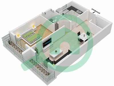 Аджман Клок Тауэр - Апартамент 1 Спальня планировка Единица измерения 05 FLOOR 13-24 NORTH