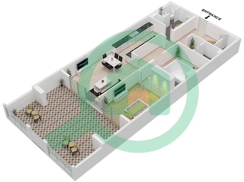 Al Zeina Building E - 3 Bedroom Apartment Type TH5 Floor plan Lower Floor interactive3D