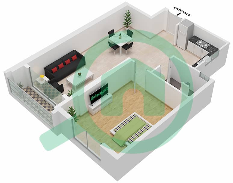 Аджман Клок Тауэр - Апартамент 1 Спальня планировка Единица измерения 02 FLOOR 1-12 SOUTH Floor 1-12 interactive3D