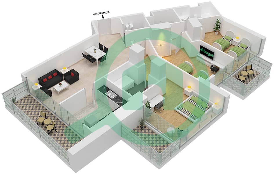 Kiara - 3 Bedroom Apartment Unit 3-FLOOR-4-19 Floor plan Floor-4-19 interactive3D