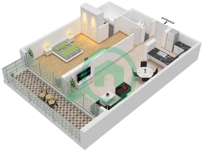 المخططات الطابقية لتصميم الوحدة 6-FLOOR-4-19 شقة 1 غرفة نوم - كيارا