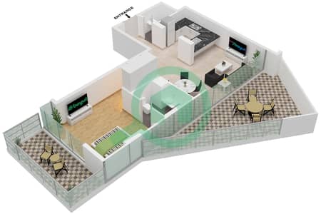 المخططات الطابقية لتصميم الوحدة 9-FLOOR-18 شقة 1 غرفة نوم - كيارا