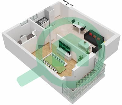 Ajman Clock Tower - Studio Apartment Unit 09 FLOOR 13-24 SOUTH Floor plan