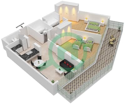 المخططات الطابقية لتصميم الوحدة 3-FLOOR-20-21 شقة 2 غرفة نوم - كيارا