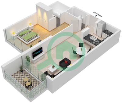 المخططات الطابقية لتصميم الوحدة 4-FLOOR 20-21 شقة 1 غرفة نوم - كيارا